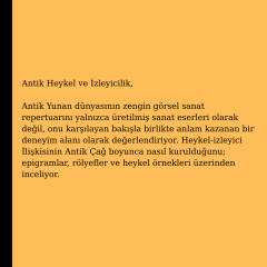 Antik Heykel ve İzleyicilik: Değişmeyen Bakış